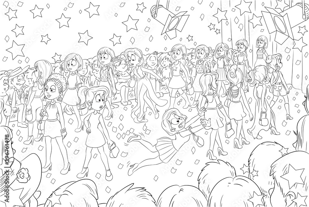 Models bei einer Modenschau - Vektor-Illustration Models bei einer Modenschau - Vektor-Illustration