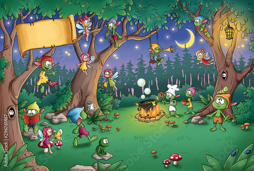 Niedliche Kobolde im Wald -...