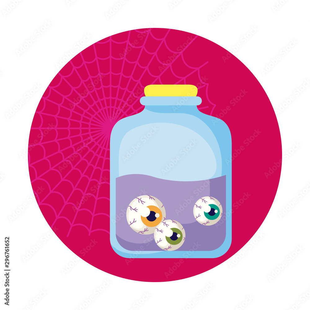 jar with eyes scary with icons in scene halloween jar with eyes scary with icons in scene halloween