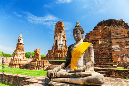 Wat Mahathat in Buddhist temple complex in Ayutthaya near Bangkok