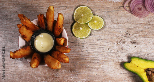 Fotografie fried yucca chop, cassava fried