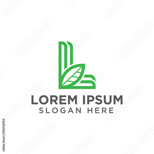 Letter l with leaf logo design