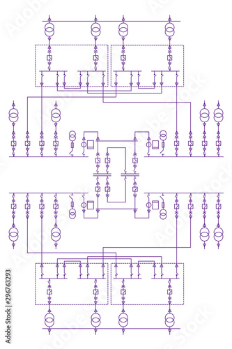 Electric wiring diagram for power transformers