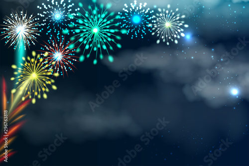 Fireworks background with copy space  illustration vector. 