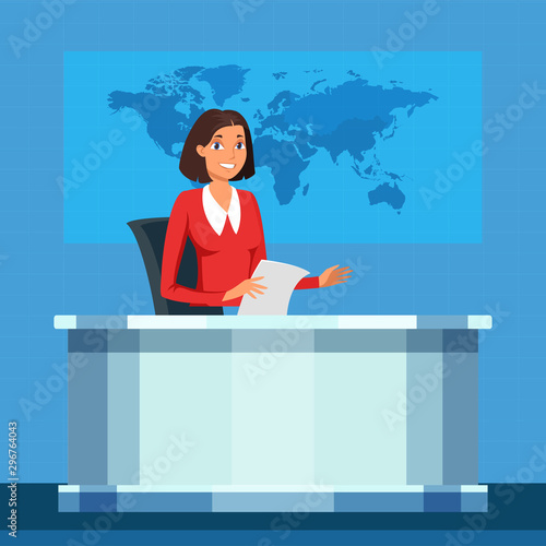 TV broadcasting presenter vector illustration