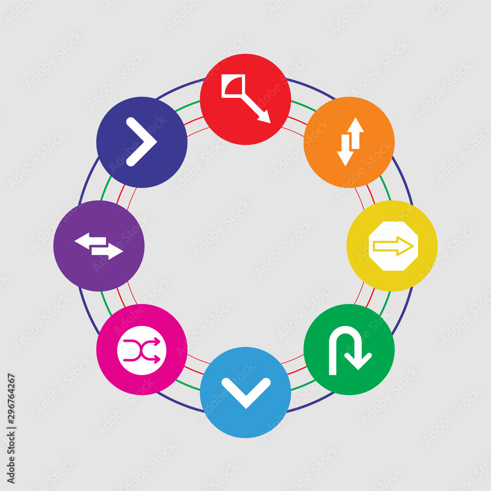 8 colorful round icons set included right arrow, transfer, shuffle, down arrow, return, right arrow, sort, drag 8 colorful round icons set included right arrow, transfer, shuffle, down arrow, return, right arrow, sort, drag
