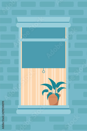 Apartment window outdoor view flat illustration