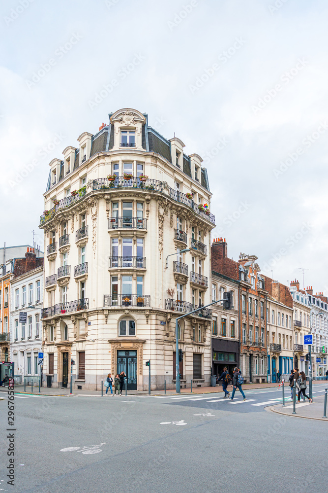 LILLE, FRANCE - October 11, 2019: street view of downtown in Lille, France