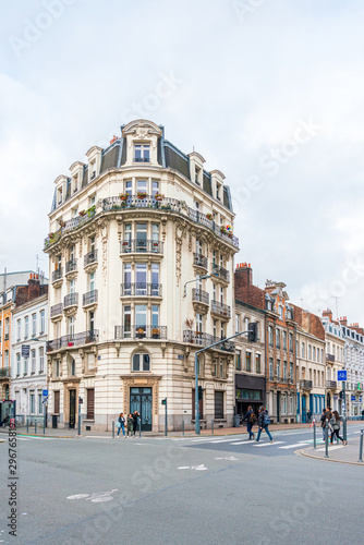 LILLE, FRANCE - October 11, 2019: street view of downtown in Lille, France © ilolab