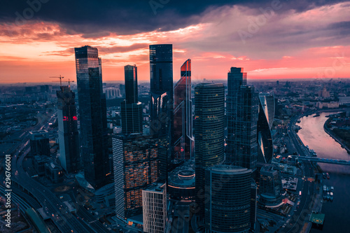 Photography Moscow City International Business Center at Twilight