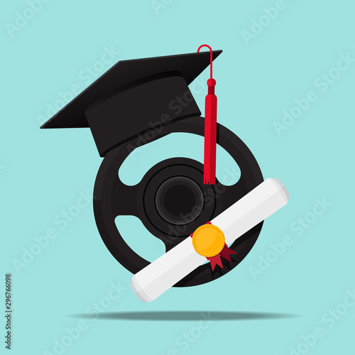 Driving school logo vector flat design.