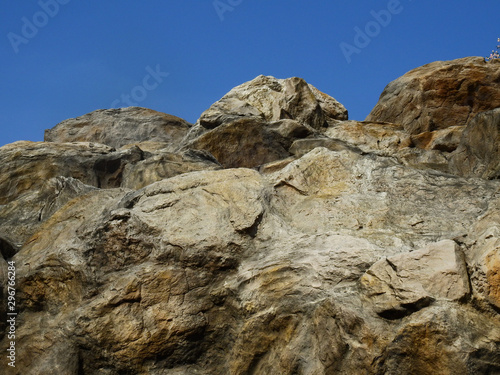 stone of mountain with blue sky background