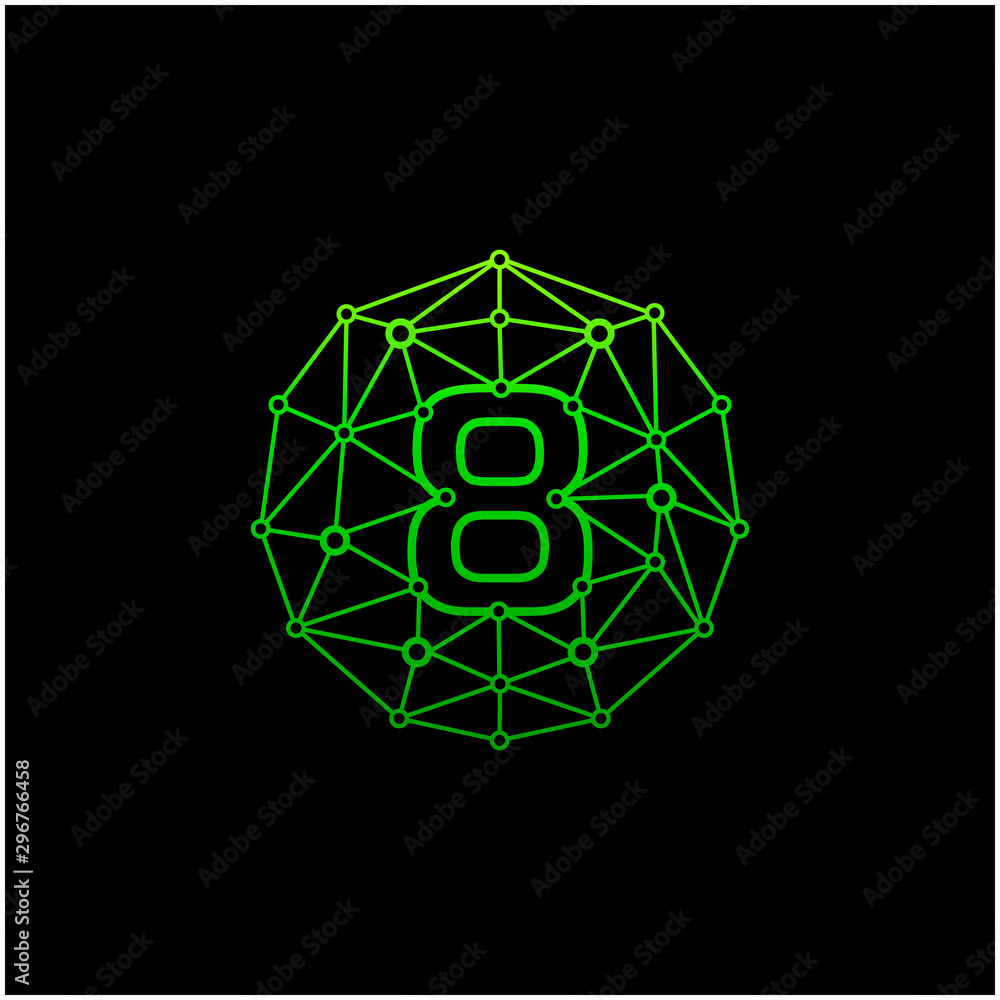 Number 8 Logo Design Template. Technology Digital logo . negative space, line, chip, concept. network icon, connect concept - Vector Number 8 Logo Design Template. Technology Digital logo . negative space, line, chip, concept. network icon, connect concept - Vector