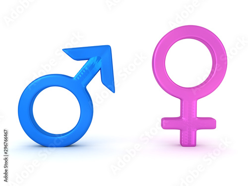 3D Rendering of male and female gender symbols