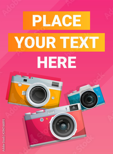 Pink poster with bright compact cameras