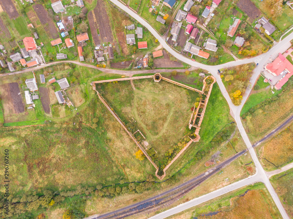 Panoramic aerial shot old castle Panoramic aerial shot old castle