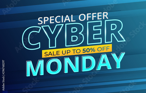 Cyber monday sale illustration. Sale banner template for promotion, advertising, social media, web banner
