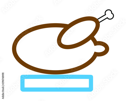 vector, roasted turkey simple icon