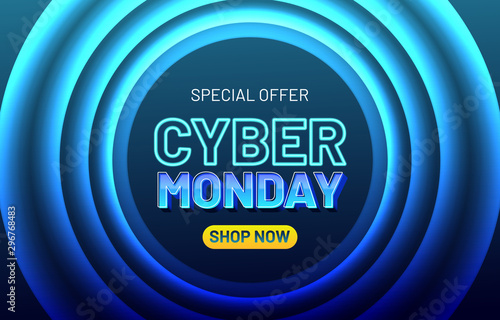 Cyber monday sale illustration. Sale banner template for promotion, advertising, social media, web banner