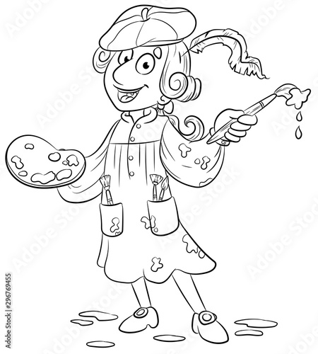 Künstler mit Farbpalette - Vektor-Illustration