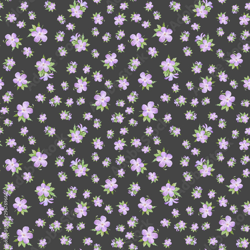 Seamless pattern of watercolor geranium flowers. Perfect for web design, cosmetics design, package, textile, wedding invitation, logo © NataliaArkusha