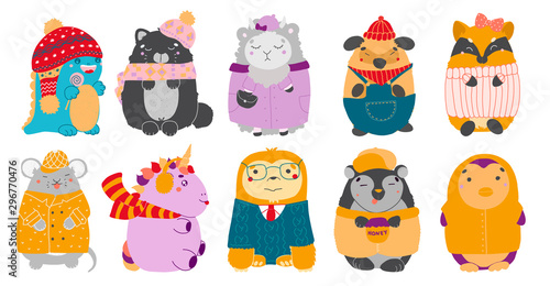 Vector kawaii cute animals character, great for scrapbook, cards, cute and sweet animals
