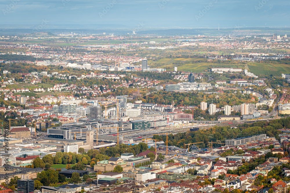 Stuttgart 21 Baustelle am Bahnhof und Innenstadt