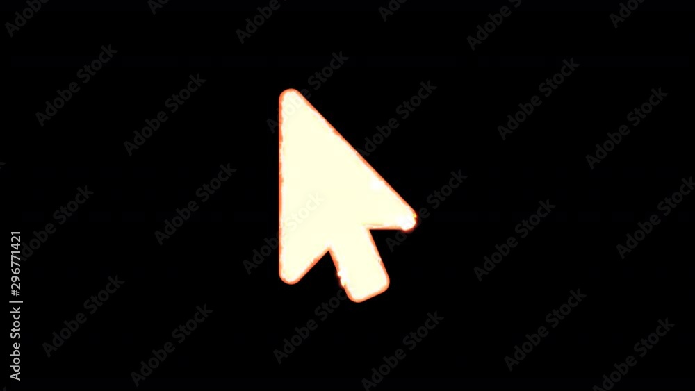 Symbol mouse pointer burns out of transparency, then burns again. Alpha channel Premultiplied - Matted with color black Symbol mouse pointer burns out of transparency, then burns again. Alpha channel Premultiplied - Matted with color black
