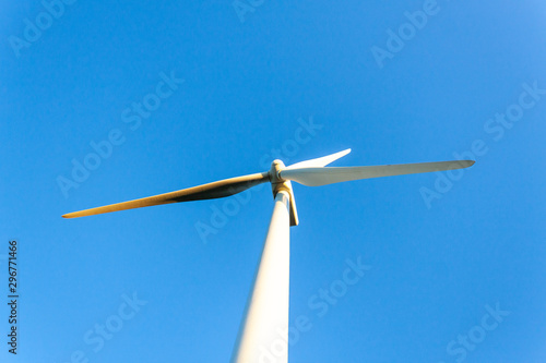 Big turbine with a blue sky blackground in a sunny day