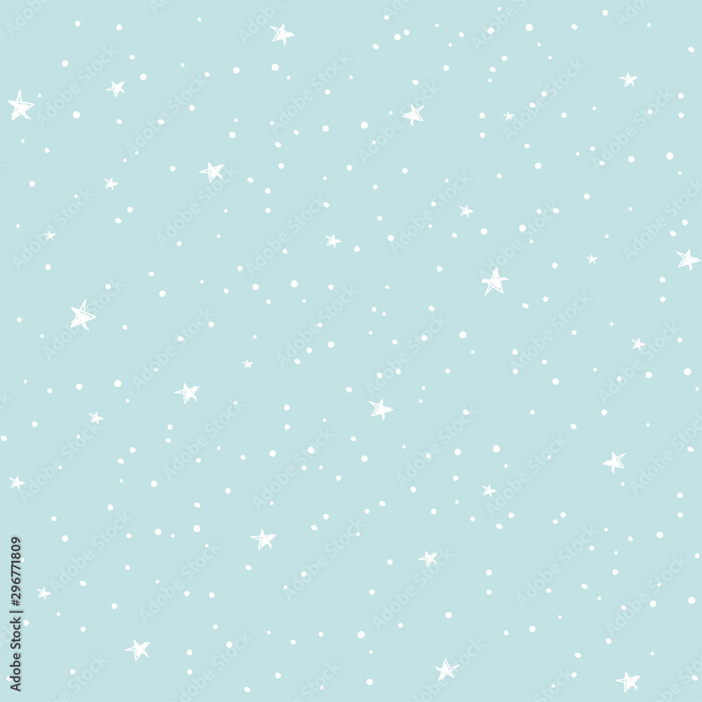 Seamless vector pattern. White stars and dots on a blue background. Background for postcards, wallpapers, wrapping paper, scrapbooking. Seamless vector pattern. White stars and dots on a blue background. Background for postcards, wallpapers, wrapping paper, scrapbooking.