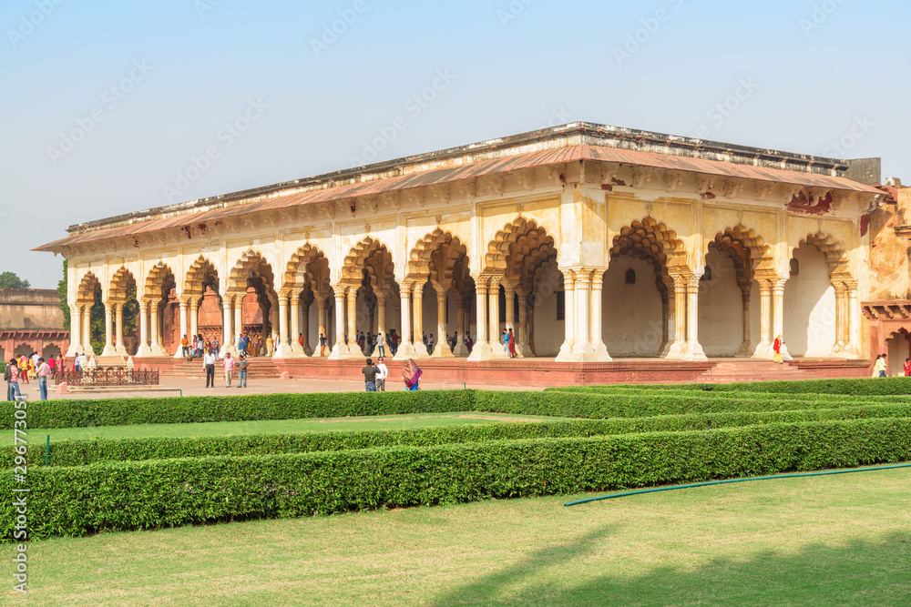 Wonderful view of the Diwan-i-Am at the Agra Fort, India