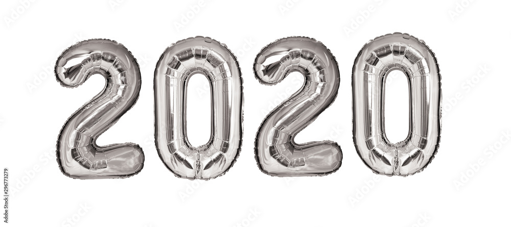 New Year 2020 silver balloons isolated New Year 2020 silver balloons isolated