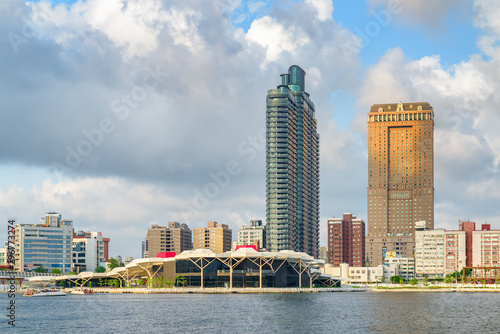 Kaohsiung skyline, Taiwan. Awesome view of Kaohsiung Harbor photo