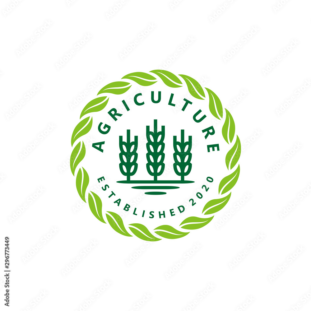 © 21graphic - My growing farming wheat grain farm vintage logo design, farmer field seeds logo