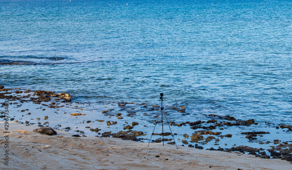 sea and blue sky tripod