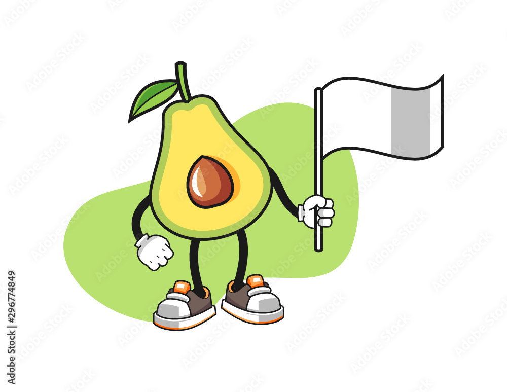 Avocado hold white flag mascot design vector. Cartoon character illustration for business, t shirt, sticker. Avocado hold white flag mascot design vector. Cartoon character illustration for business, t shirt, sticker.