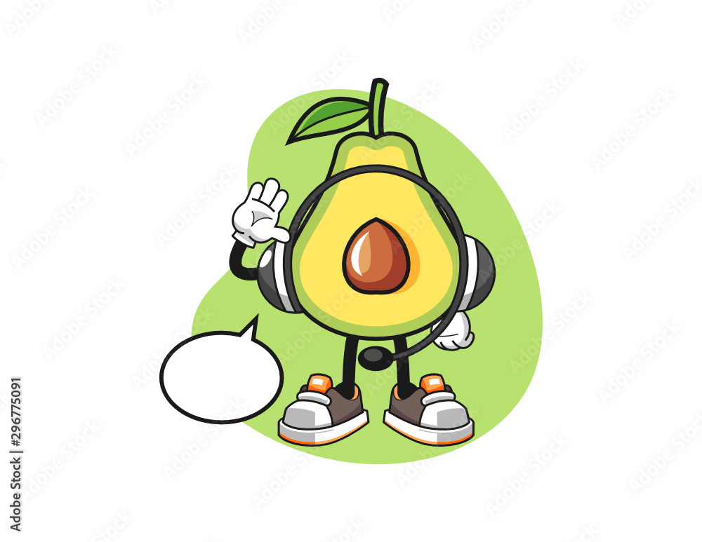 Avocado costumer cervices mascot design vector. Cartoon character illustration for business, t shirt, sticker. Avocado costumer cervices mascot design vector. Cartoon character illustration for business, t shirt, sticker.