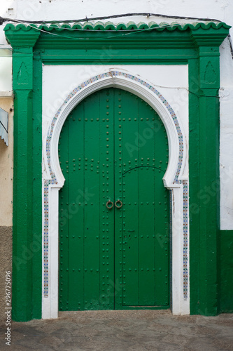 Green painted wooden traditional door © Picture Partners