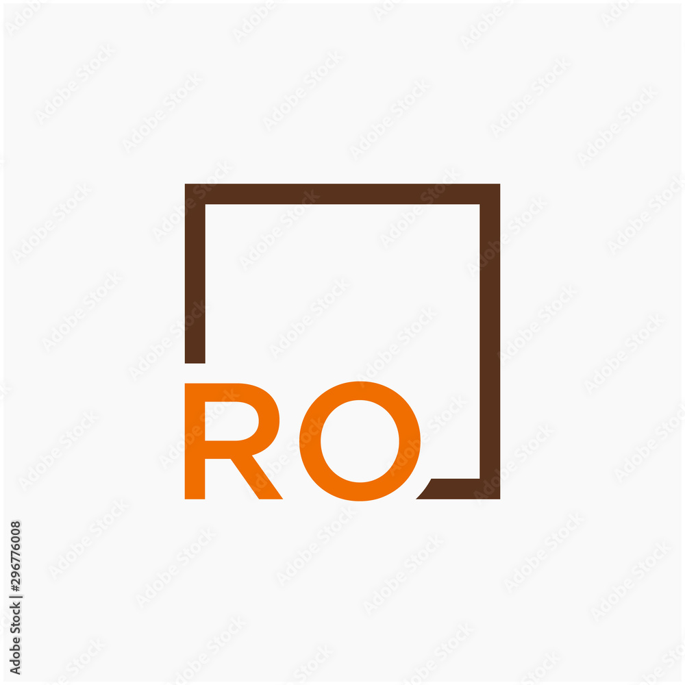 Letter RO Logo design with square frame line art. business consulting concept. studio,room,group icon. Suitable for business, consulting group company. - vector