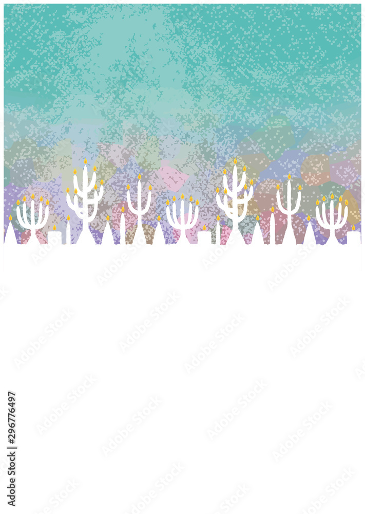 大人っぽいクリスマスの青系の背景イラスト　キャンドルナイト