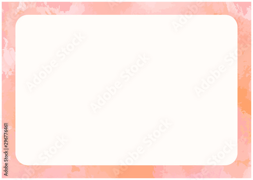 ピンク系のグラデーションフレーム　背景　枠　手描き　水彩風