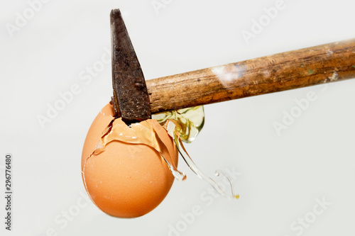 cracked egg on white background
