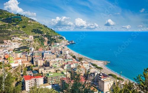 Maiori, Amalfi coast in province of Salerno, Campania, Italy.