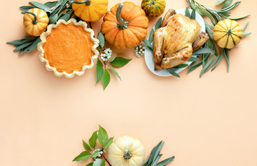 Thanksgiving card or invitation template with a copy space for a greeting text