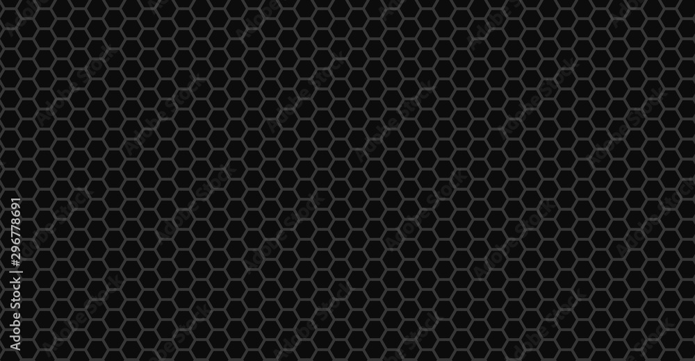 Black seamless hexagonal pattern. Abstract vector background. Hi tech carbon design.
