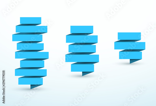 Ribbon 8 5 3 Line Stack List Vector Title Banner Elements Set