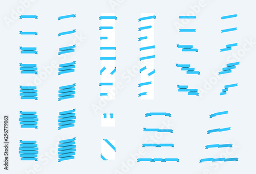 Ribbons Flat Fold Banner Labels Large Vector Color Set