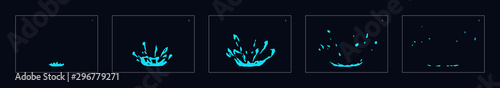 Water drop splash special effect animation. water drop burst frames for flash animation in games, cartoon or something else.