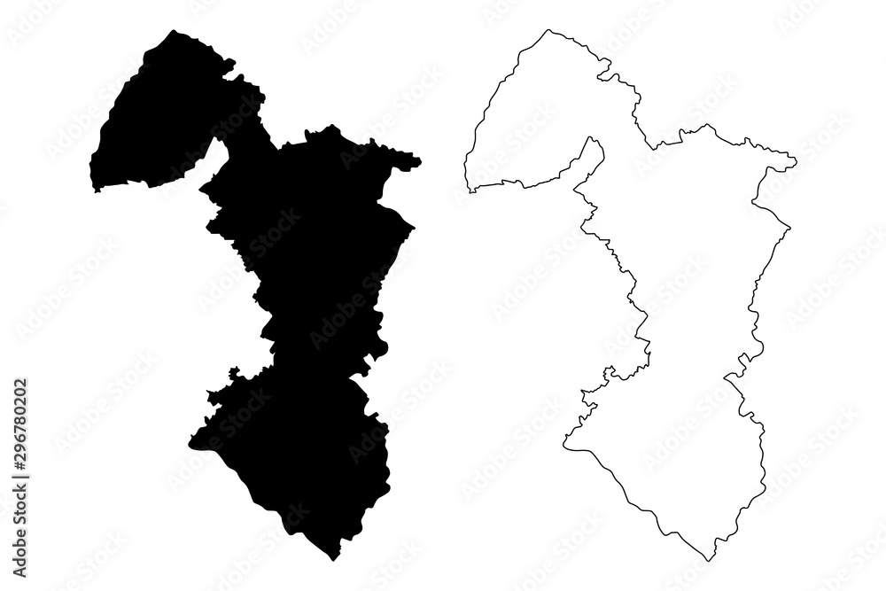 Trnava Region (Regions of Slovakia, Slovak Republic) map vector illustration, scribble sketch Trnava map