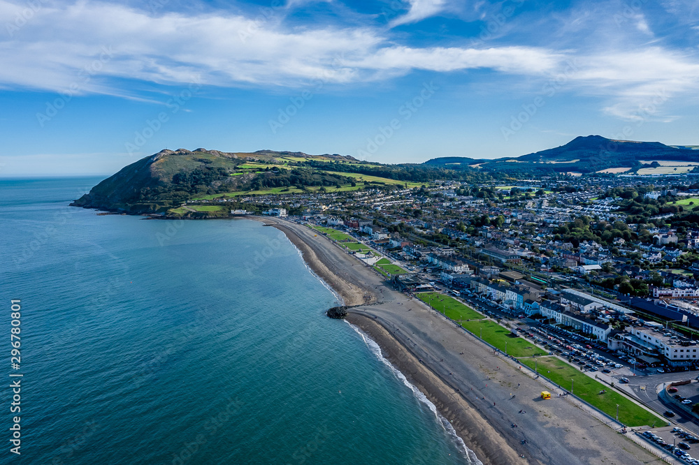 Aerial view of Bray a coastal town in north County Wicklow, Ireland.